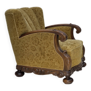 Fauteuil danois en laine et chêne massif, années 1960