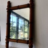 Old barber mirror made of bamboo wood