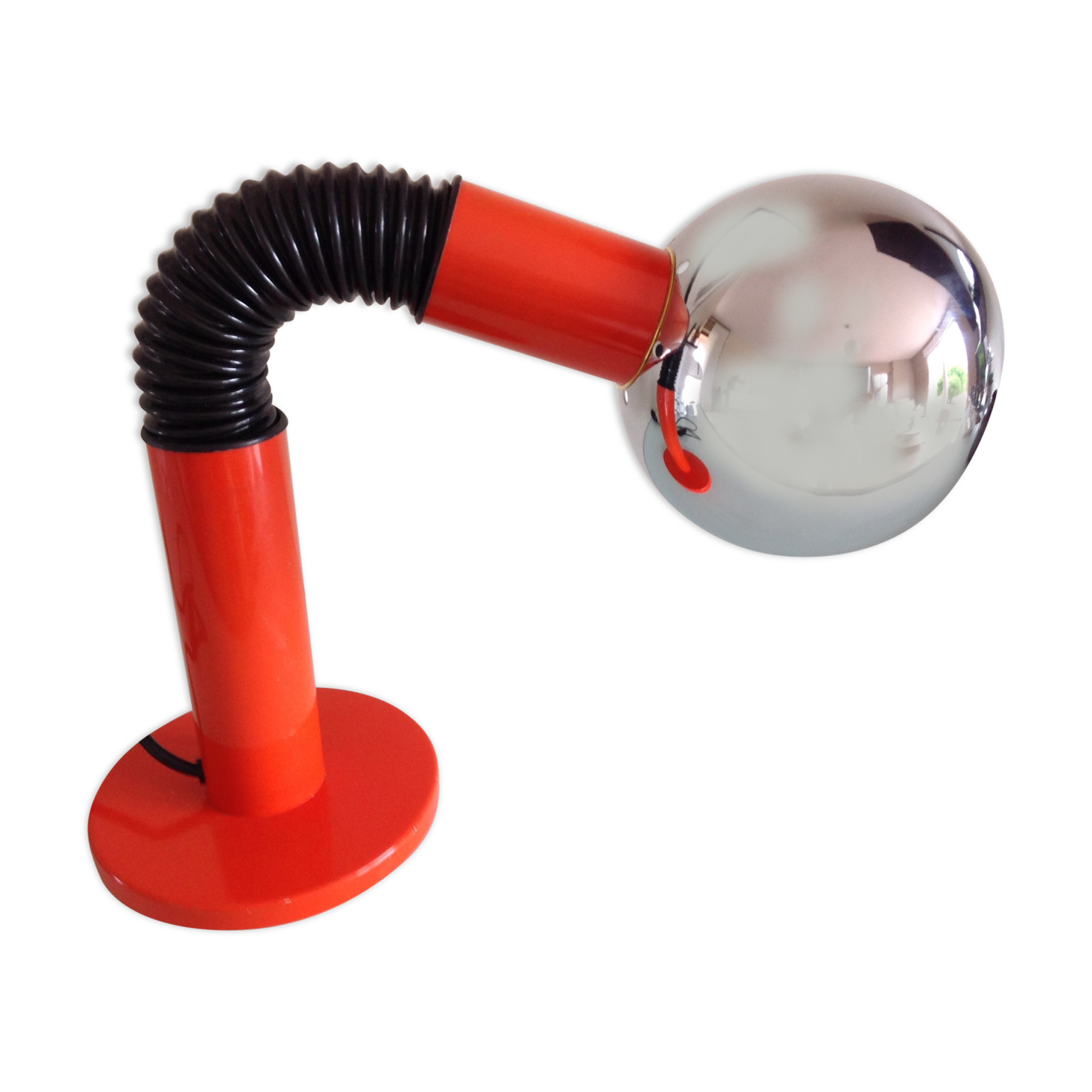 Orange eyeball lamp and chrome globe 60/70