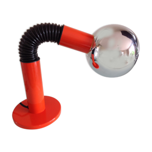 Lampe eyeball orange et globe chromé