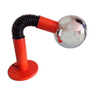 Lampe eyeball orange et globe chromé années 60/70