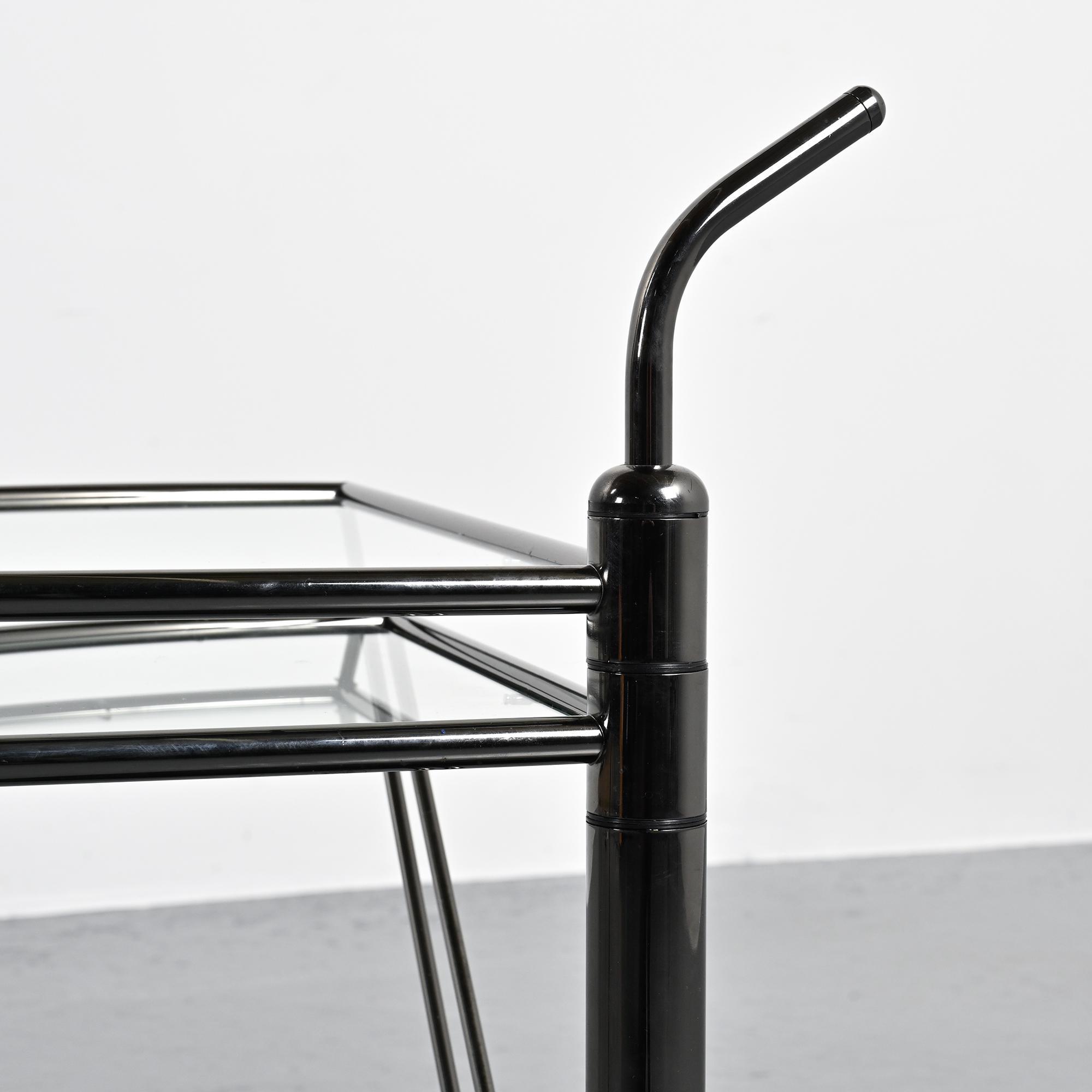 Dardo coffee table in glass and metal by OMA, Italy, circa 1980.