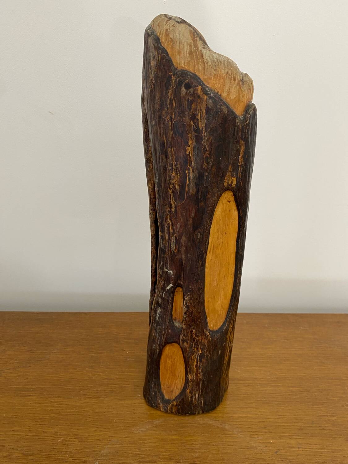 Old Candle Holder Michel MOLAC Driftwood Sculpture Vintage #C051