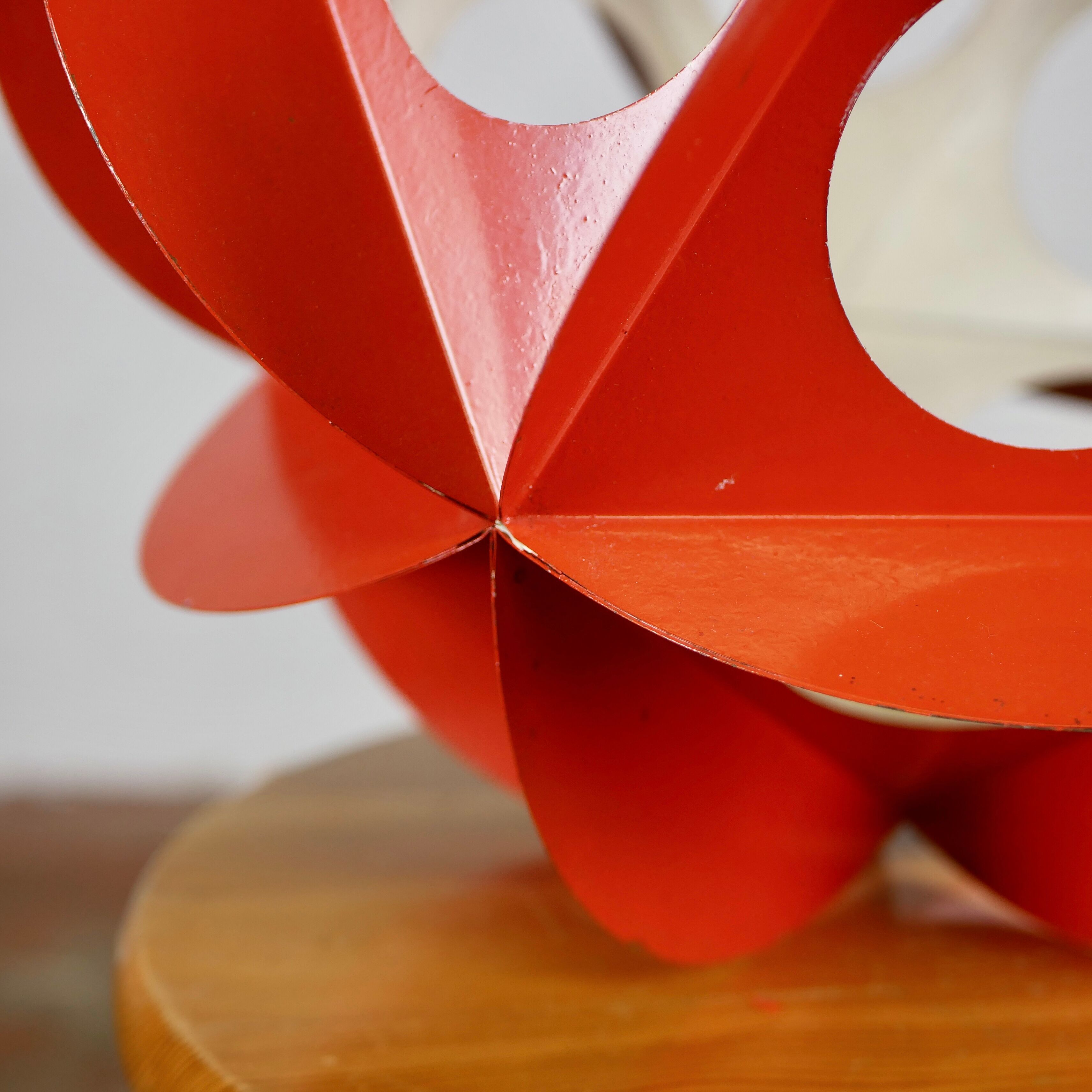 Orange metal origami decoration 70s