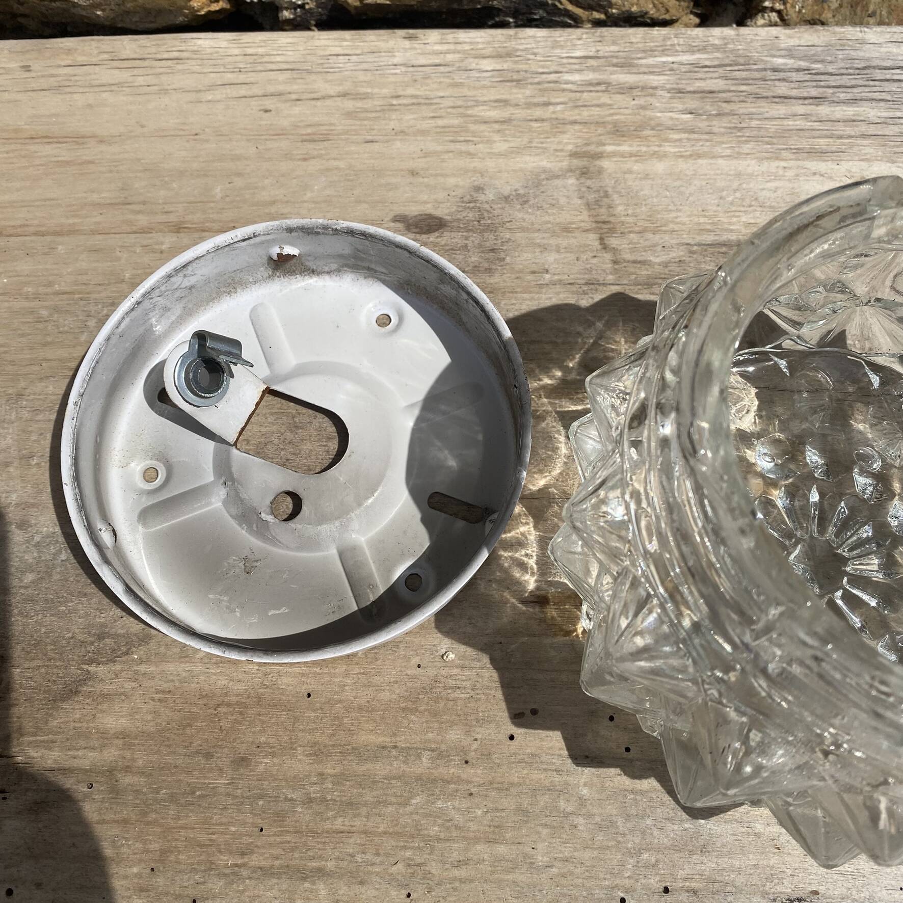Mini ceiling light in moulded glass, 1970s.