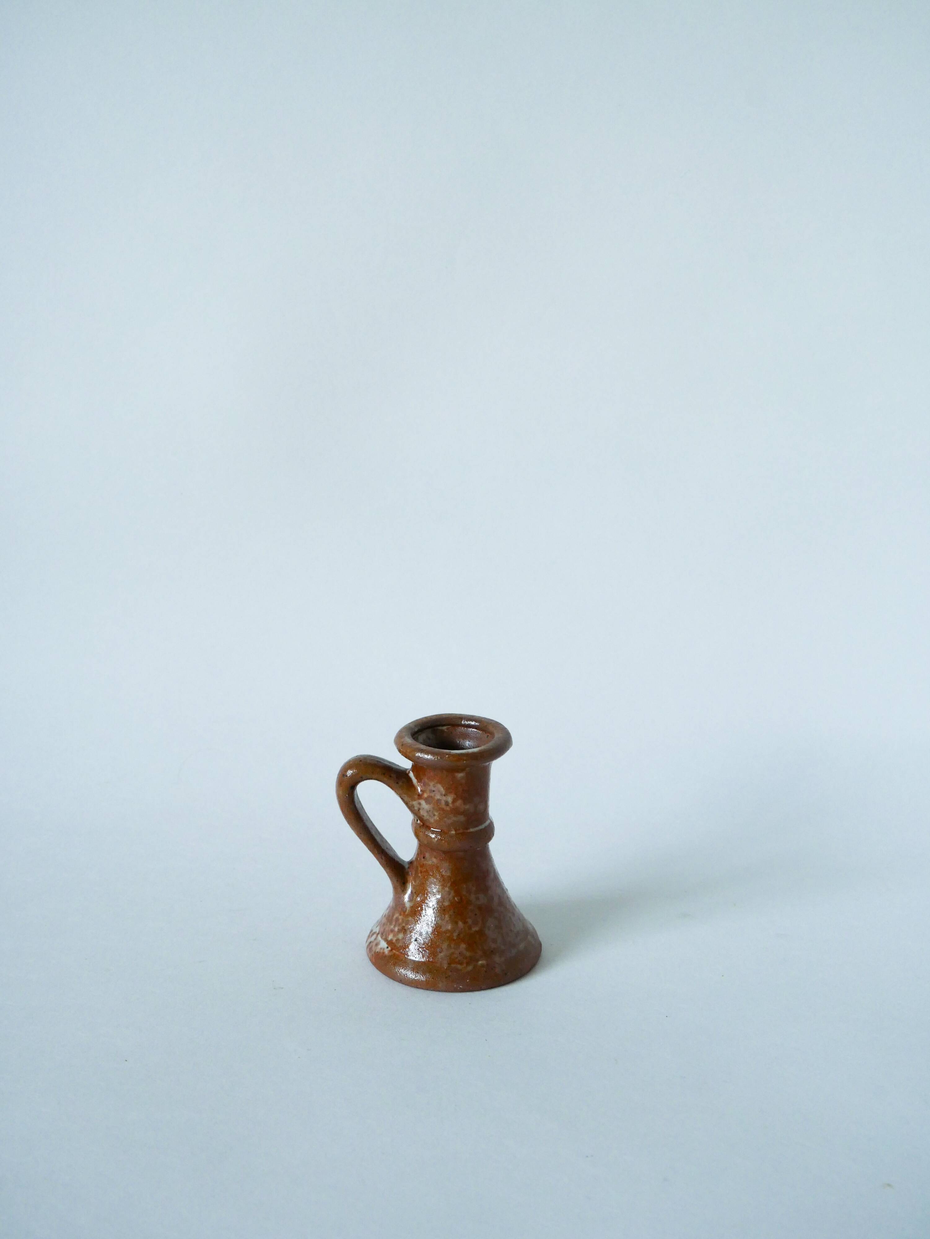 small enameled stoneware candle holder 1970