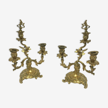 Bougeoirs en bronze doré de style Louis XV