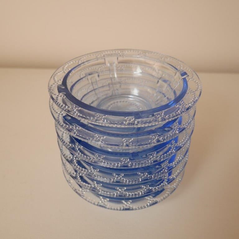 Set of 6 blue glass ramekins