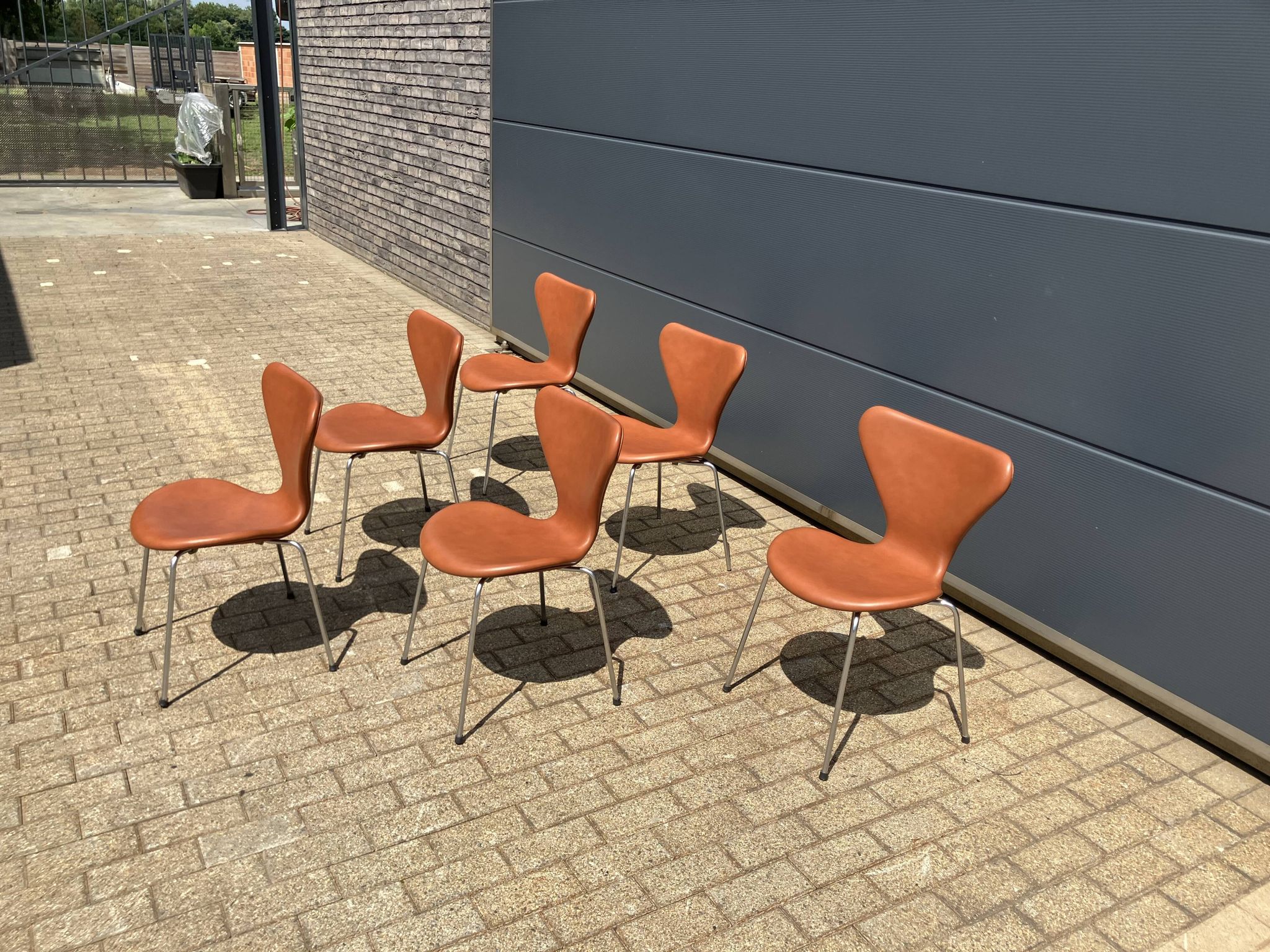 Fritz Hansen series 7 Vlinderstoelen in Cognac leather NIEUW!!