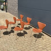 Fritz Hansen series 7 Vlinderstoelen in Cognac leather NIEUW!!