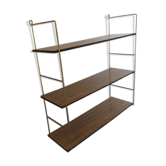 Etagère modulable placage formica et métal doré années 50 60