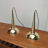 Danish mid-century brass cone pendant lamps, 1950s, set of 2.
