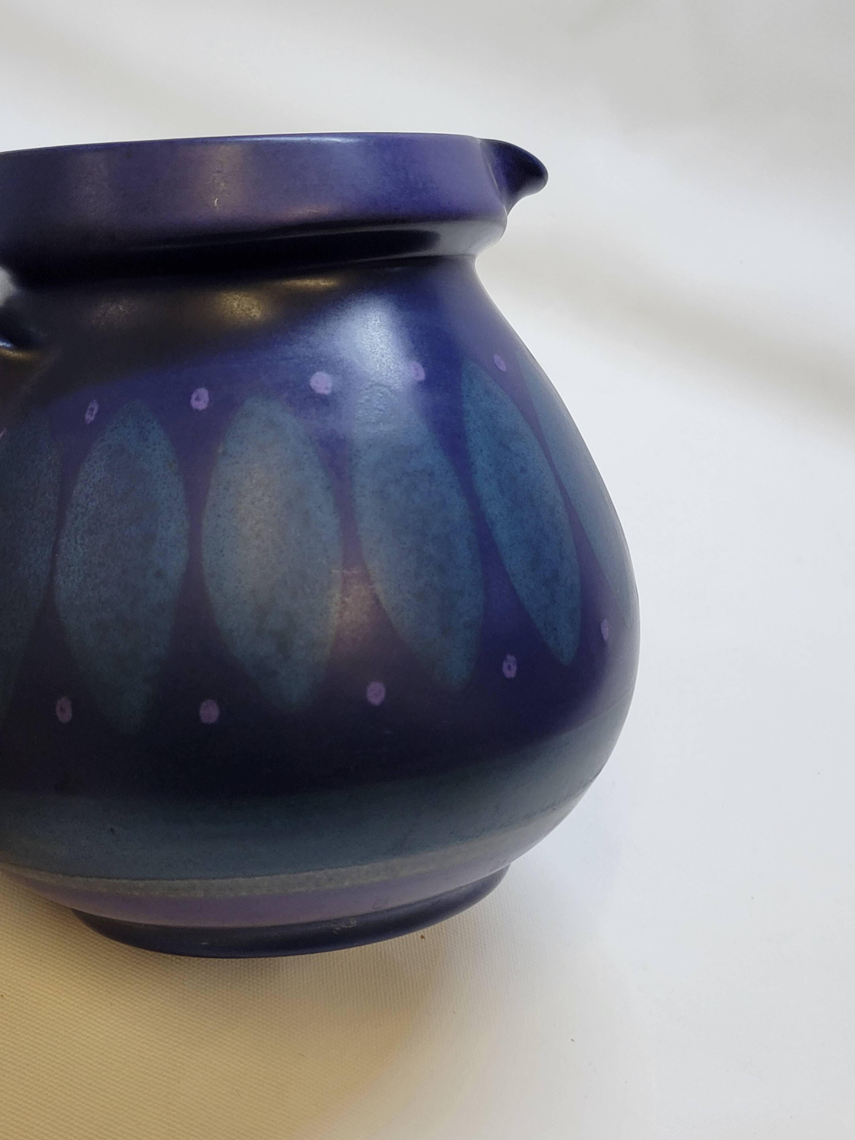 Vintage blue ceramic jug pitcher Porta Celi Spain