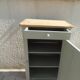Vintage Parisian cupboard with 1 door, 1 drawer, reimagined in grey-green.
