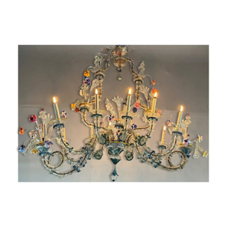Rezzonico Gondola Chandelier In Multicolored Murano Glass Circa 1900