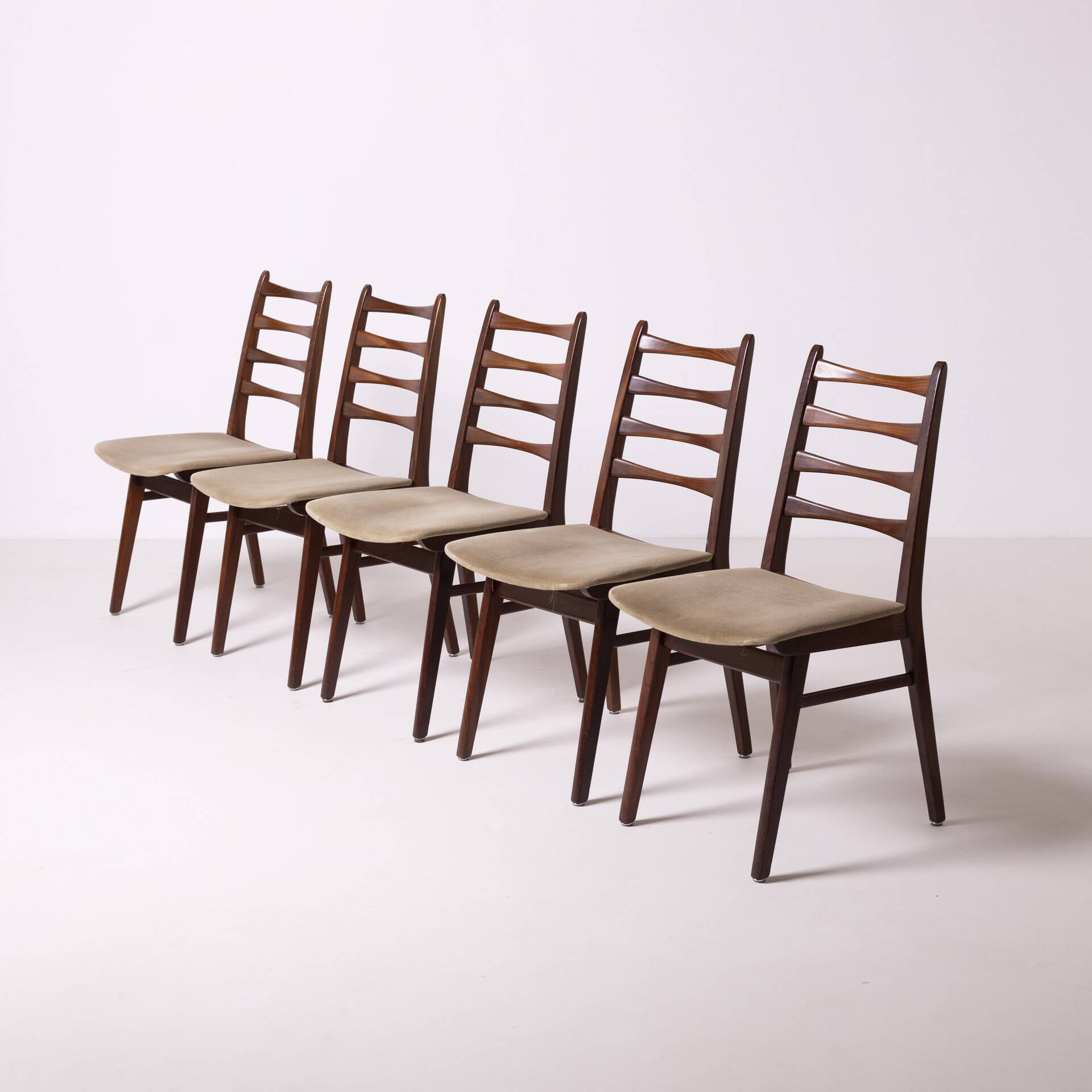 Set of 5 midcentury afromosia teak danish dining chairs, Denmark, 1960s