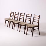 Set of 5 midcentury afromosia teak danish dining chairs, Denmark, 1960s