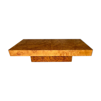 Coffee table elm magnifying glass Roche Bobois vintage 70s