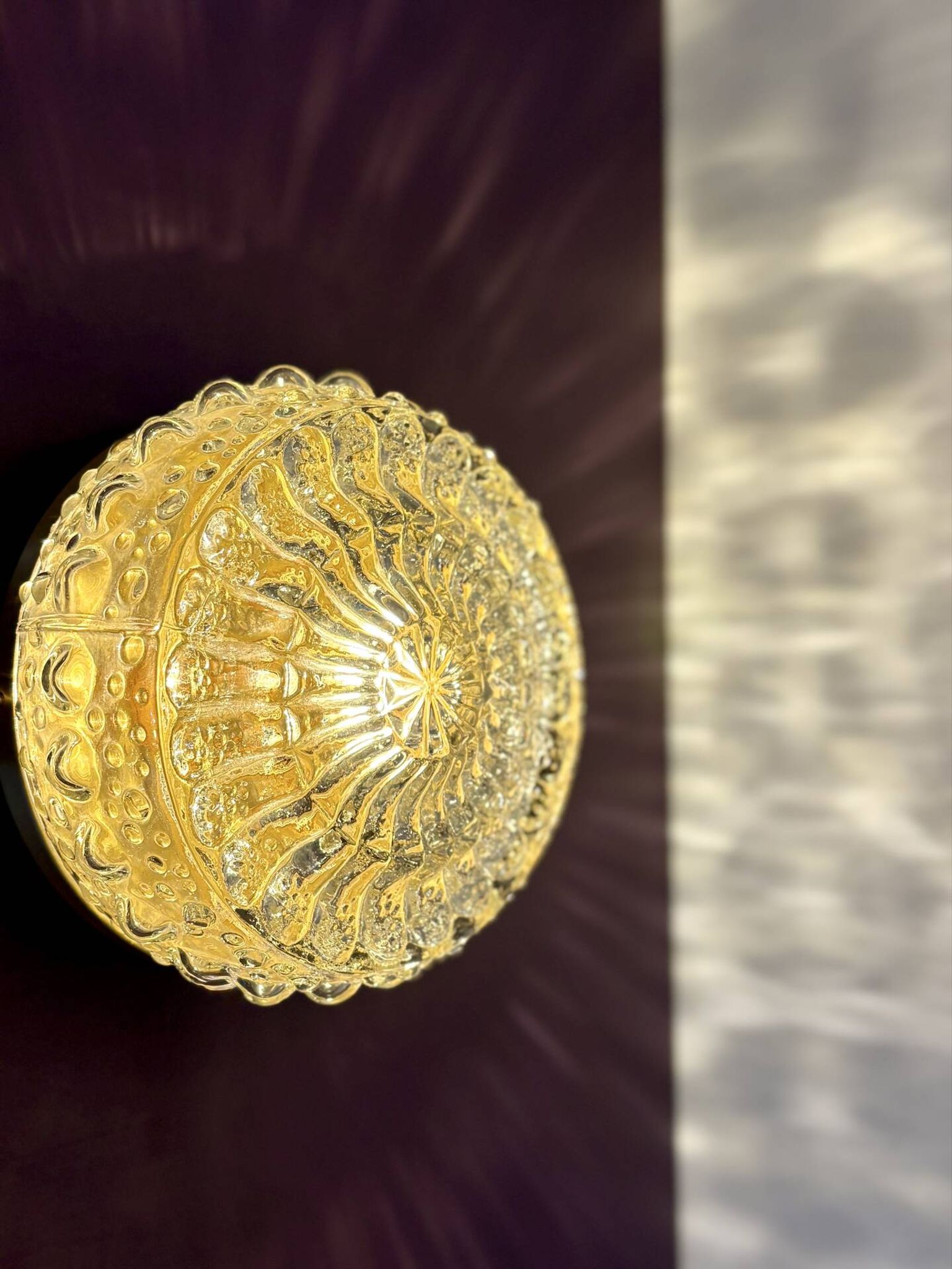 Vintage glass moulded globe wall or ceiling light.