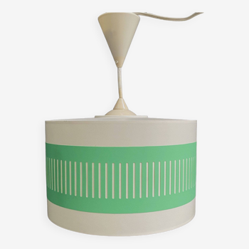 White and Green plastic pendant lamp 1970s