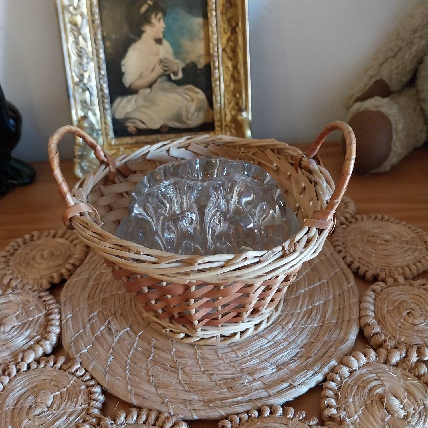 Old glass flower pitcher