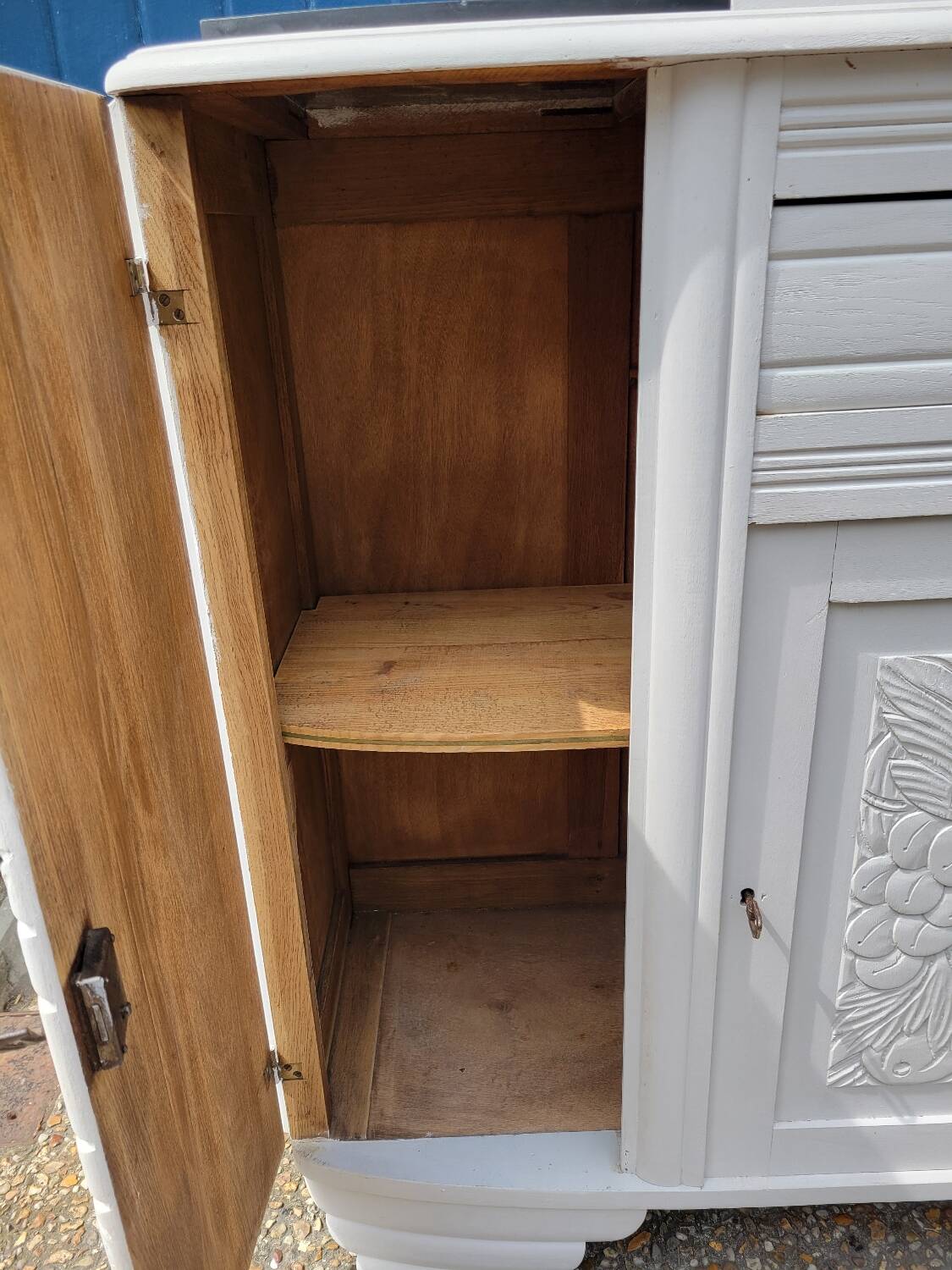 1930 Art Deco sideboard with floral motifs and marble top