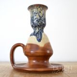 Ceramic Candlestick Holder, Vintage Studio Pottery, Drip Glaze Candleholder