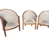 Complete living room set with chaise longue and 3 armchairs: Directoire or Empire style