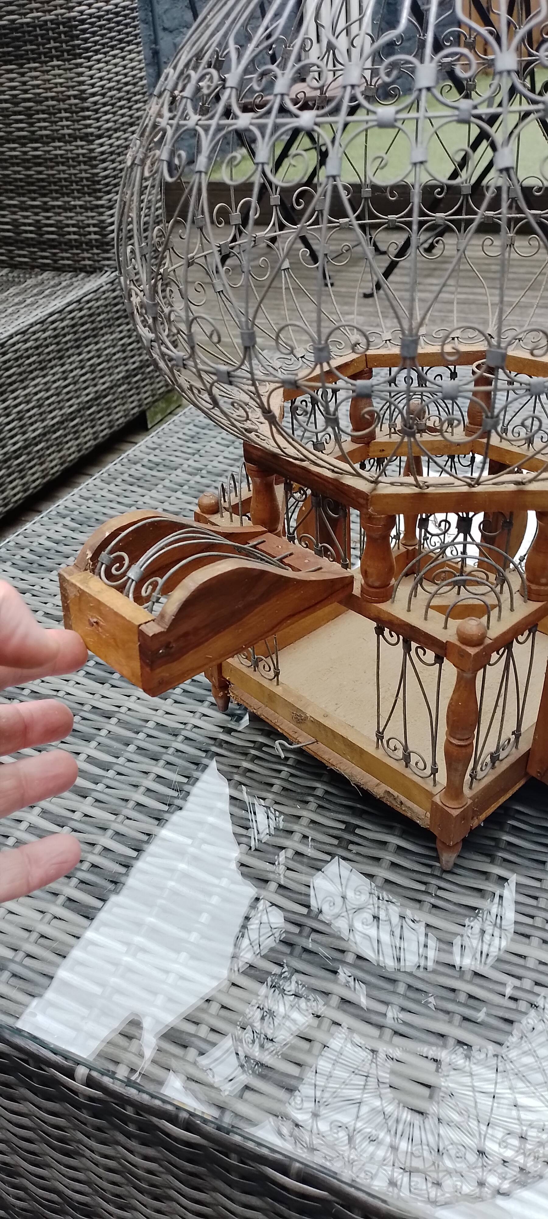 50' Vintage Metal and Wood Bird Cage