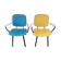 Set of two armchairs in yellow and blue 1950s/60s