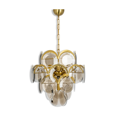 Vistosi Lustre Disque en Verre Fumé, Italie, années 1960