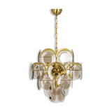 Vistosi Disc Chandelier in Smoked Glass, Italy, 1960s