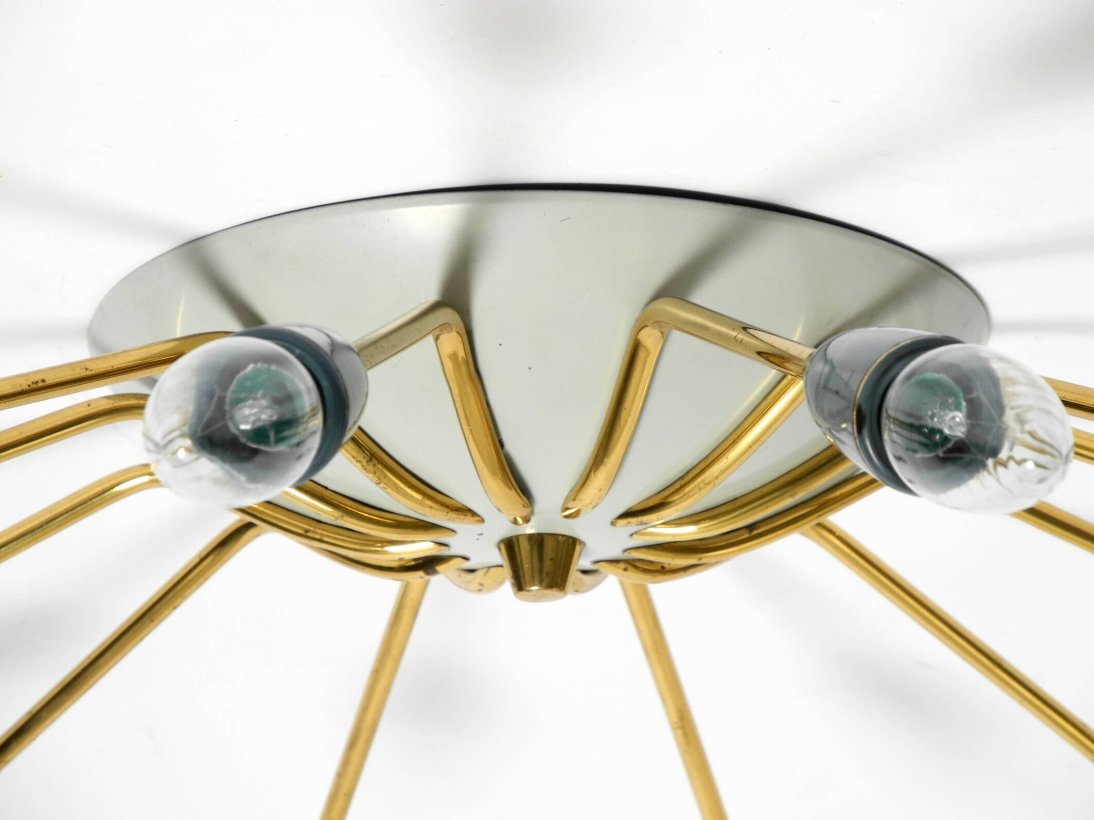 Very nice large 12-armed Mid Century Modern Brass Sputnik ceiling lamp