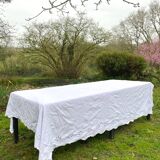Large antique embroidered tablecloth 190x260