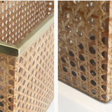Porte-revue en plexiglass, laiton et cannage incrusté