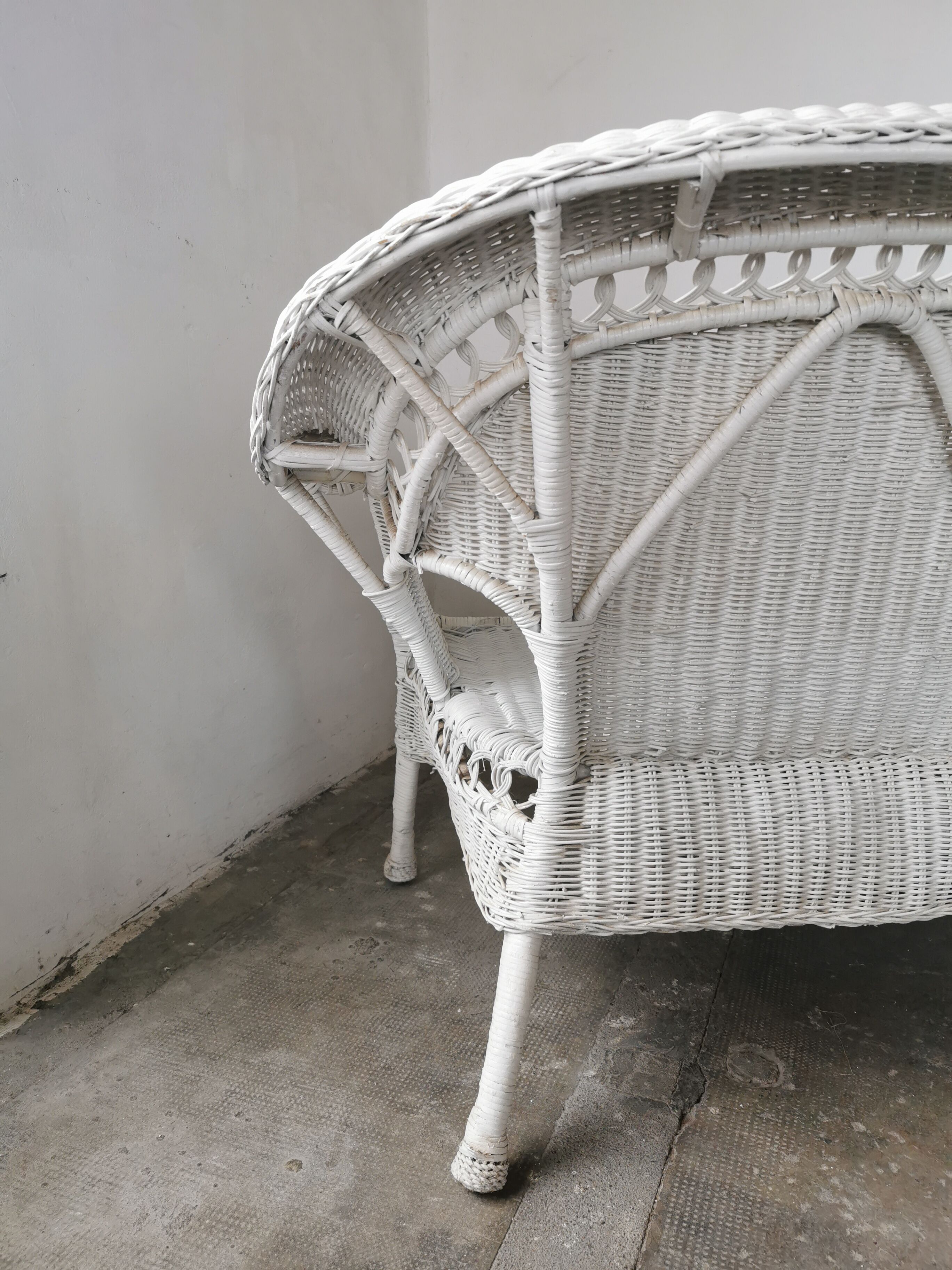 Banquette en rotin blanc