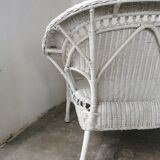 White rattan bench