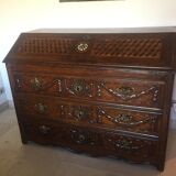 Chest of drawers / Scriban secretary in carved oak (XVIIIth) - Decor Louis XVI