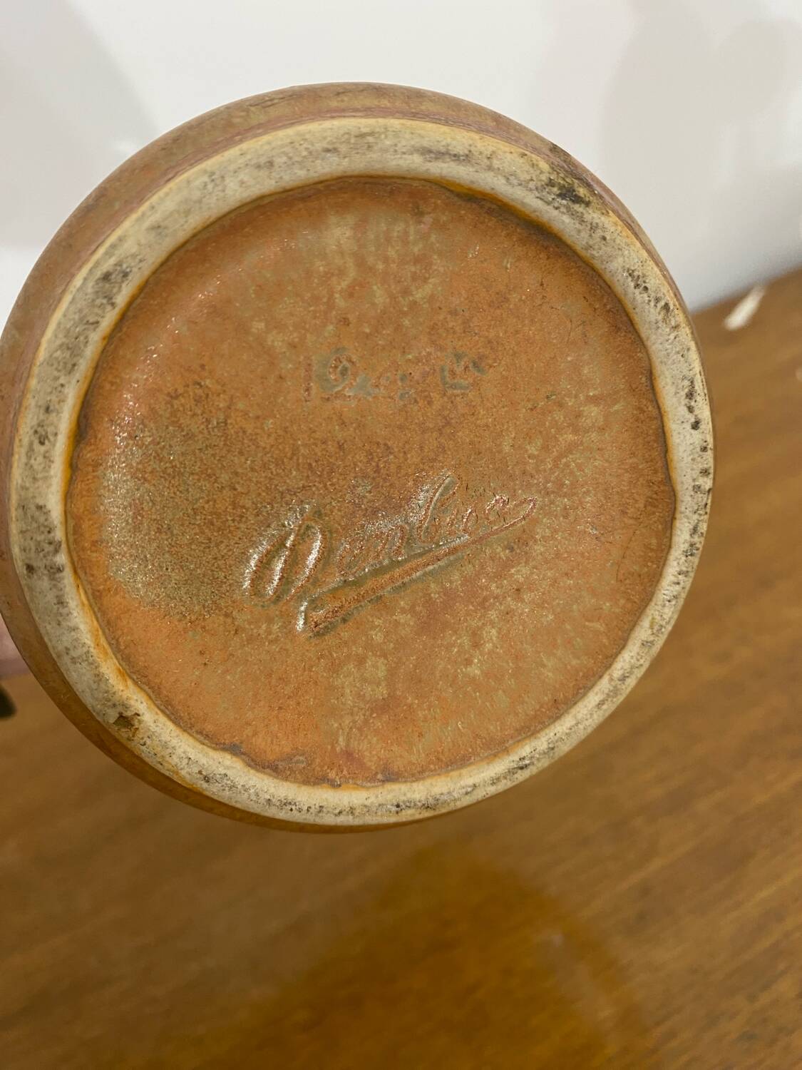 Antique denbac carafe pitcher flamed stoneware brown vintage