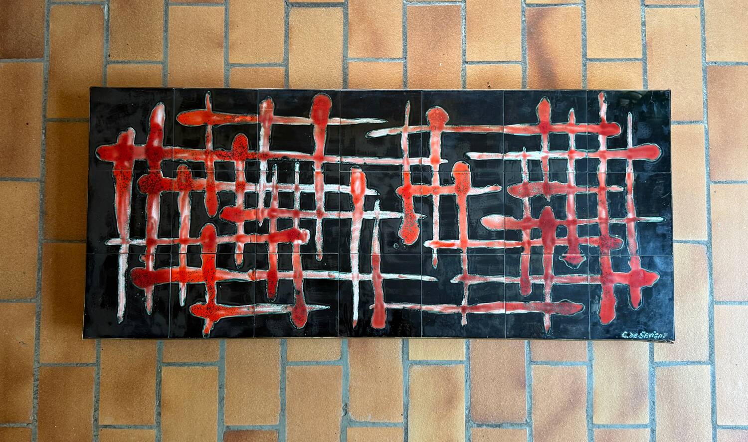 ceramic panel from the 1950s signed C de Savigny