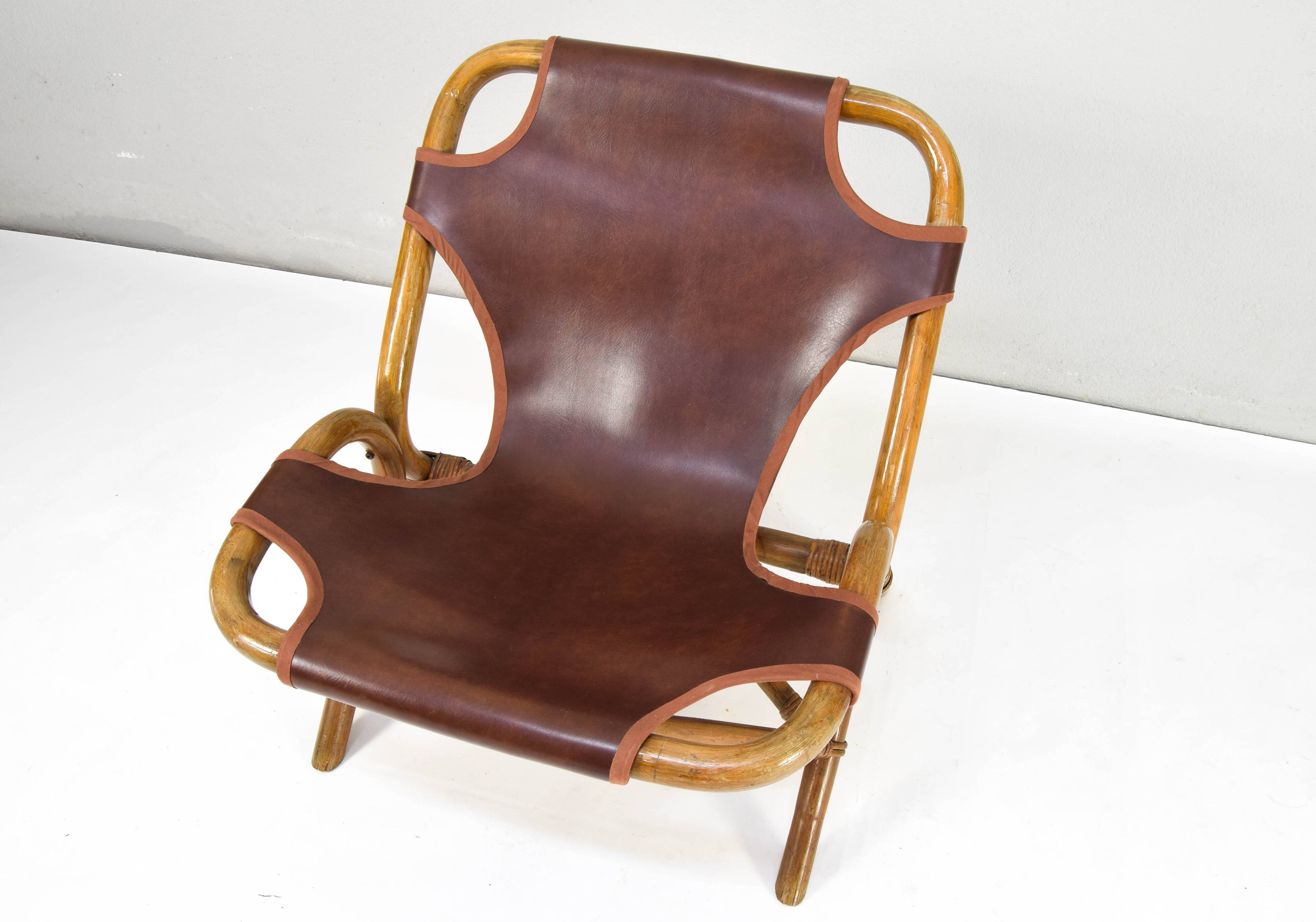 Set of four Mid-Century Modern bamboo armchairs, Spain, 1960