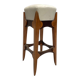 Mid-Century Italian Wooden Stool with Velvet Seat, 1950s