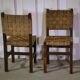 Pair of Brutalist chairs with braided rope seats, 1950s