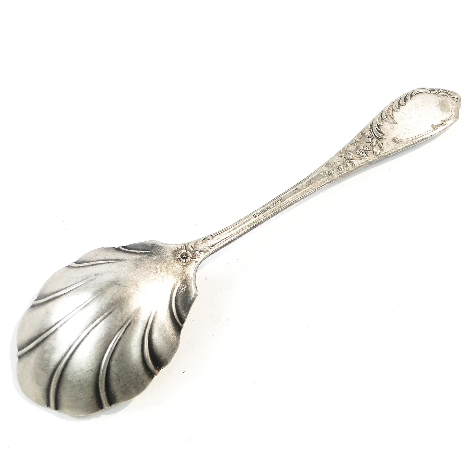 Art Deco sugar spoon, silver-plated brass, Poland, 1930s