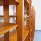 Large modular library of 6 parts with 30 vintage wooden shelves.