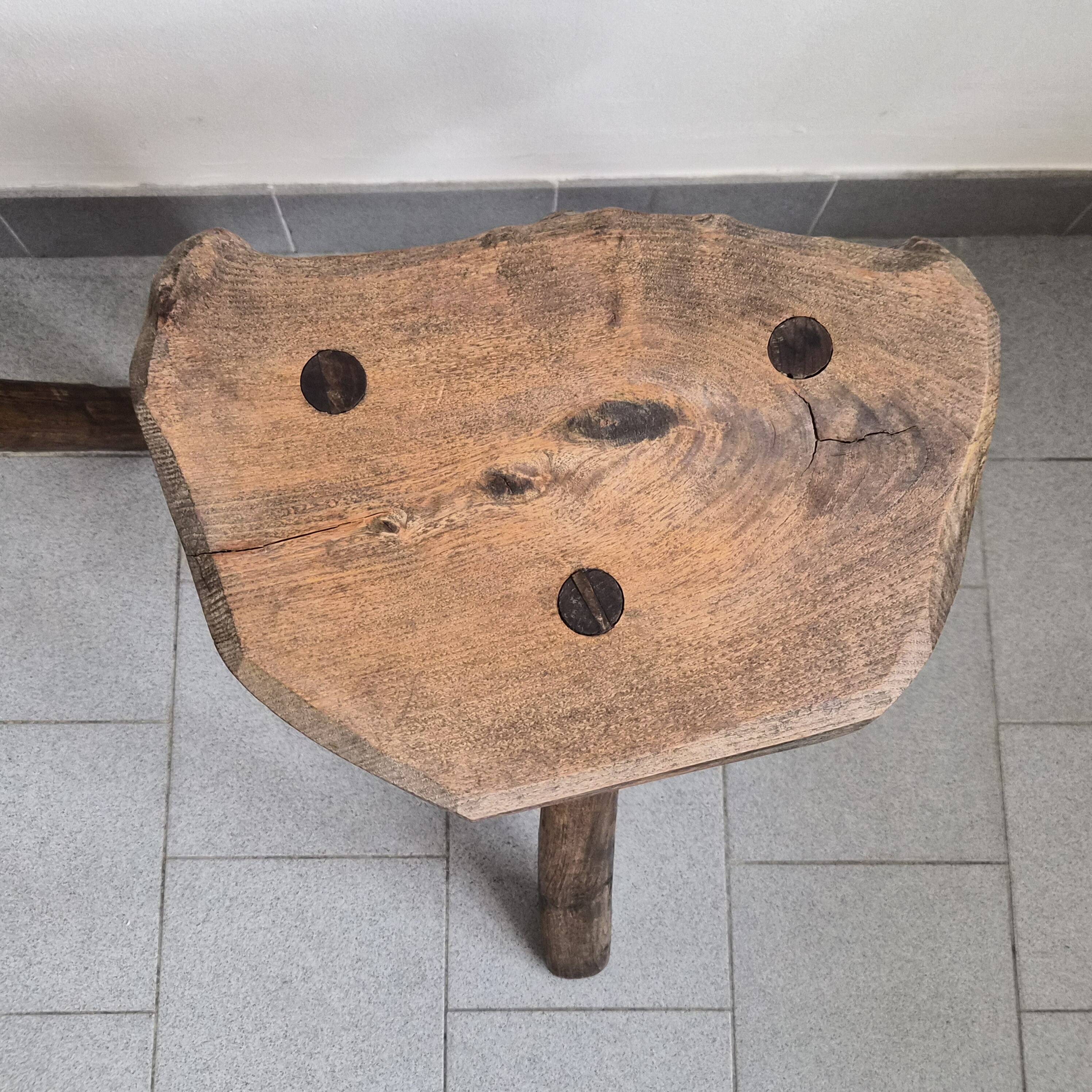 Pair of vintage brutalist stools from the 1970s.
