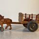 Antique wooden pull-along toy, horse and cart, 1960s