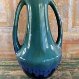 Blue & green glazed ceramic vase Art Nouveau style