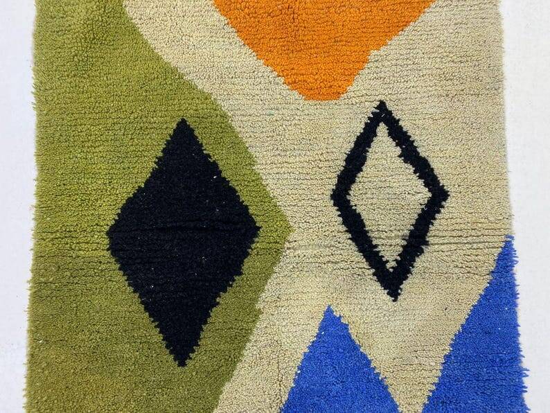 Handmade natural wool rug size 150 x 250 cm