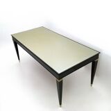 Lacquered Beech Dining Table in the style of Paolo Buffa with Taupe Glass Top